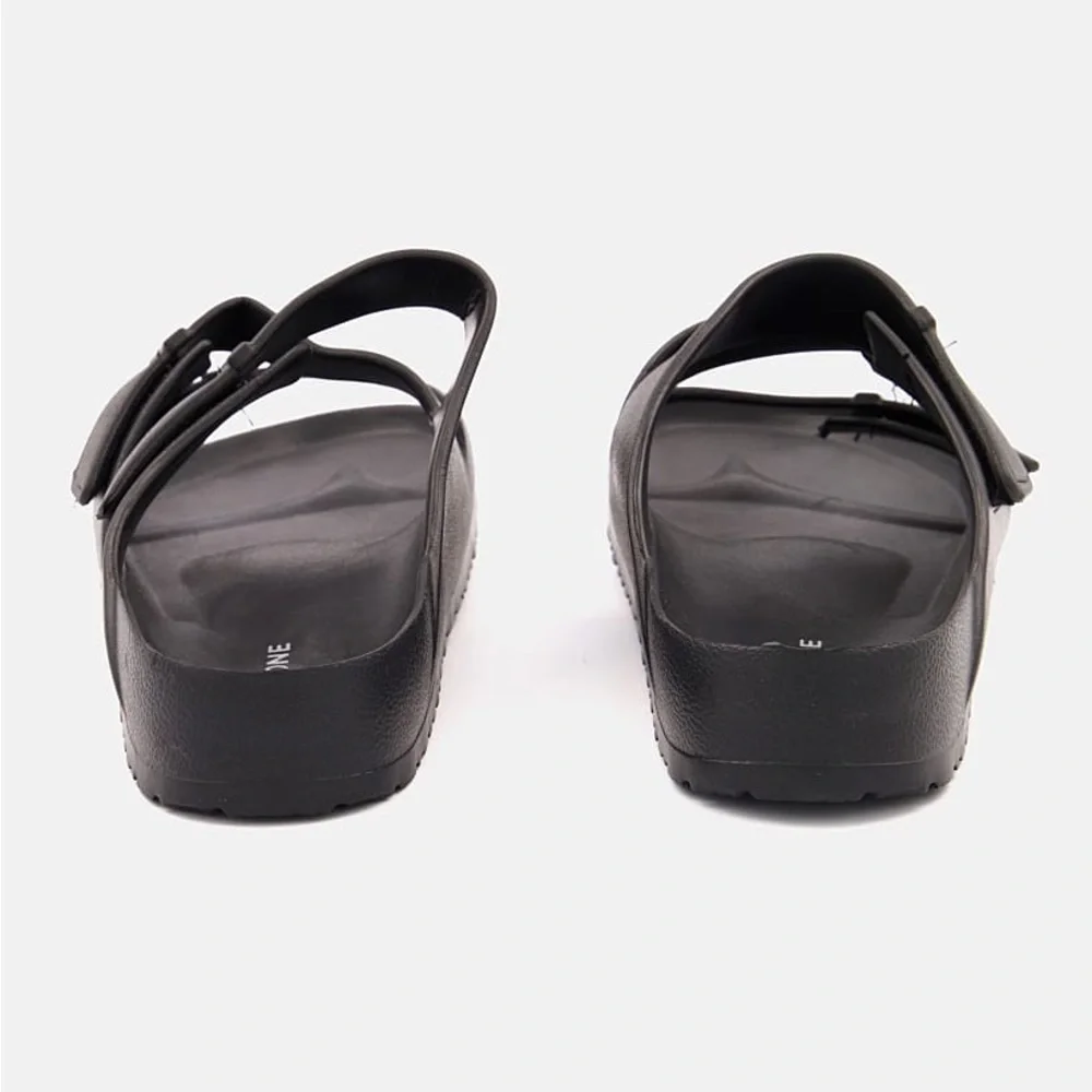 🖤🖤 Sun Stone UNISEX Black Tree Widths Flip Flop Rubber Bowie Sandal Size 8M